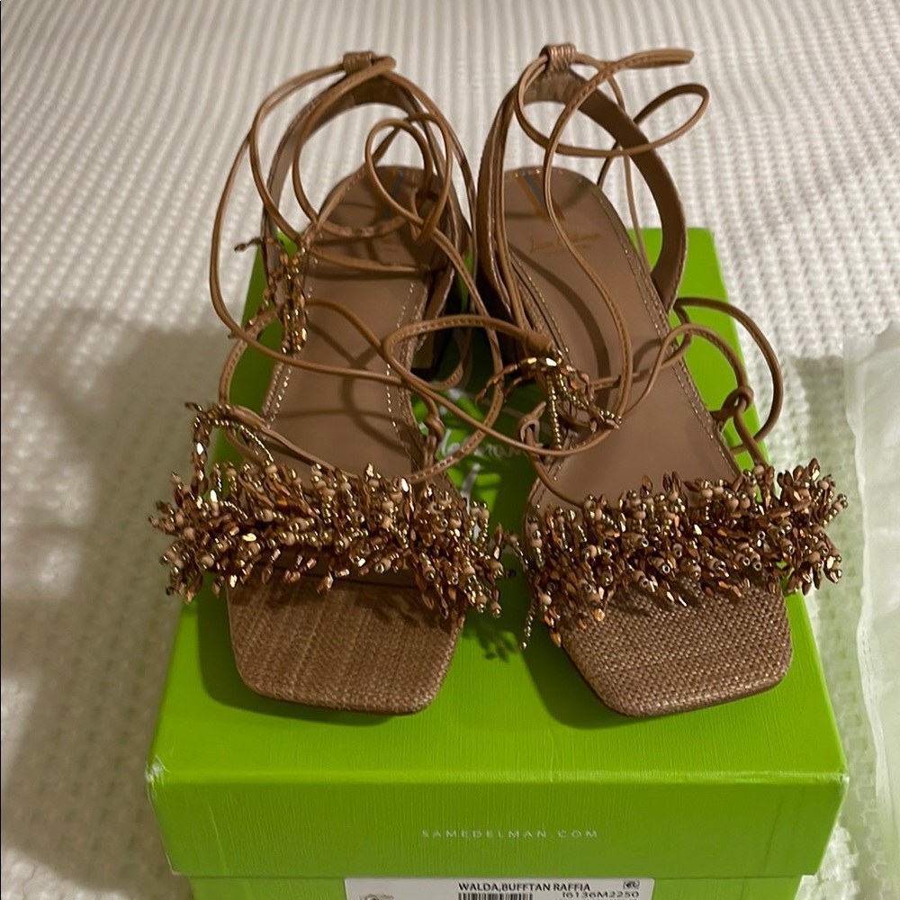 Sam Edelman Welda Raffia bead Fringe Sandals